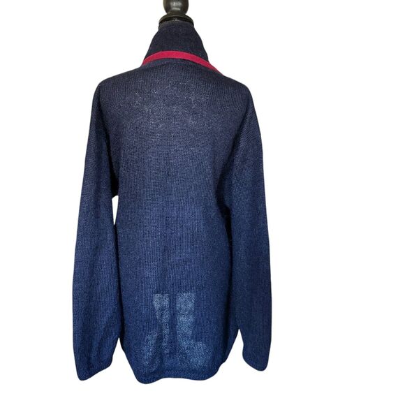 Vintage 80s Christian Dior Size L Blue Open Front Mohair Wool Cardigan Coatigan - Picture 4 of 5